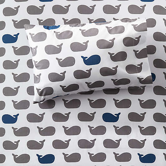 Organic Splash Whale Toddler Pillowcase