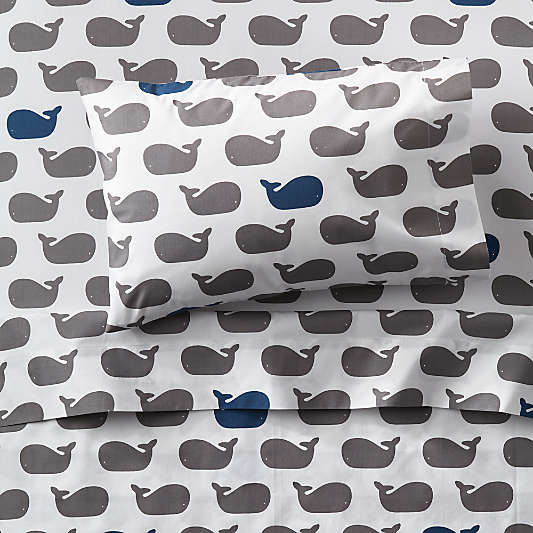 Organic Splash Whale Toddler Sheet Set