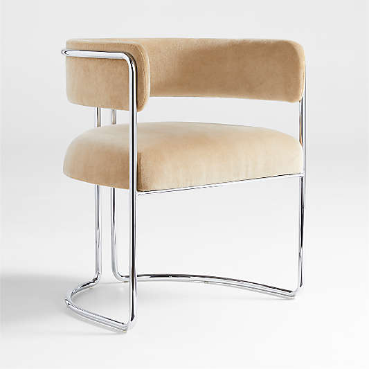 Malak Chrome Upholstered Dining Armchair