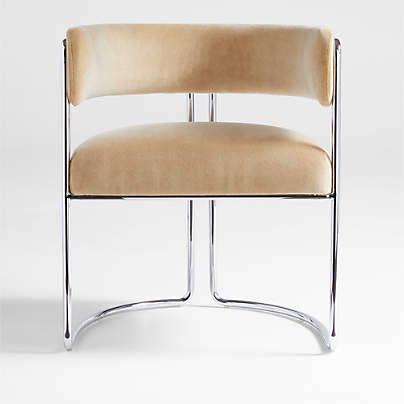 Malak Chrome Upholstered Dining Arm Chair