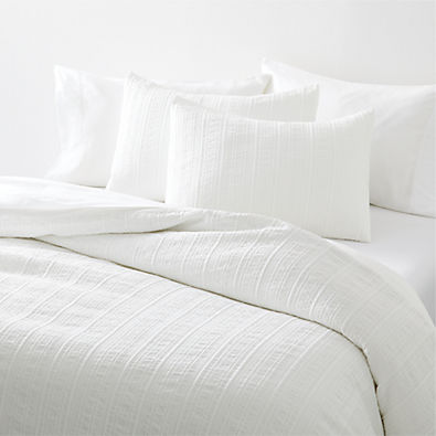 View Organic Cotton White Textured Full/Queen Duvet Cover details