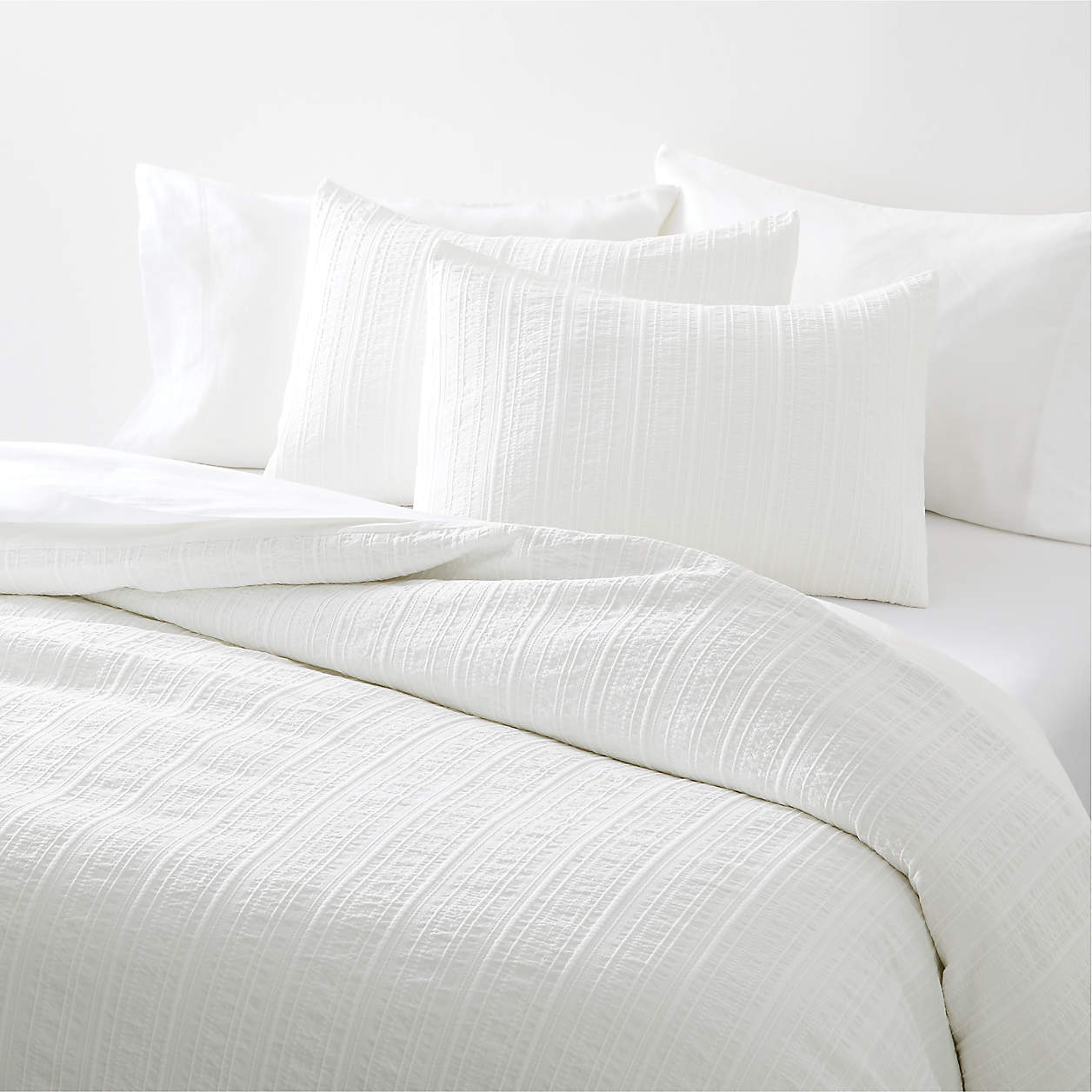 Organic Cotton White Textured King Duvet Cover + Reviews Crate & Barrel