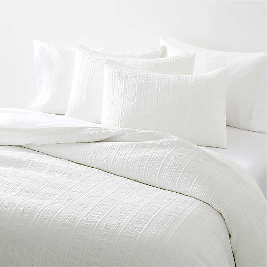 Organic Cotton White Textured King Duvet Cover