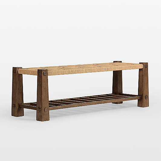Malin Natural Wood Woven Accent Bench