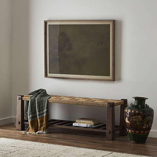 Malin Natural Wood Woven Accent Bench