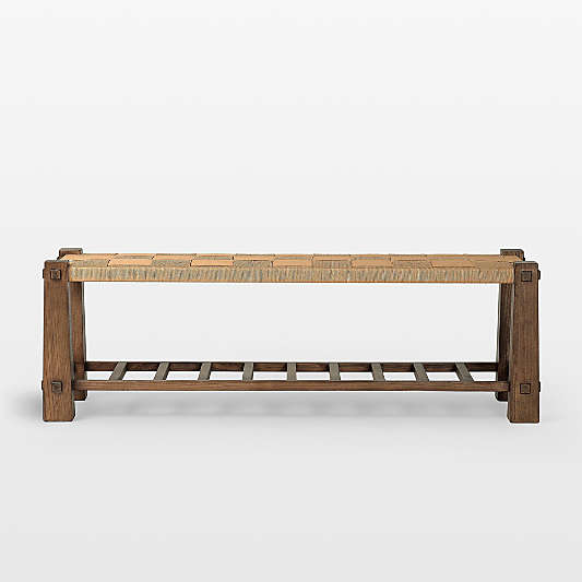 Malin Natural Wood Woven Accent Bench