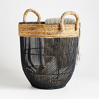 View Malloe Tall Black Basket with Handles details