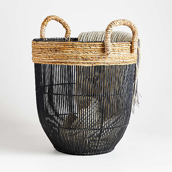African Laundry Basket Home Decor Lidded Basket white basket Baskets With Lid Woven Storage Basket Hamper Basket Woven Basket