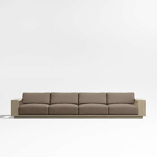 Mallorca 154" Wood Outdoor Sofa with Cast Shale Brown Sunbrella ® Cushions