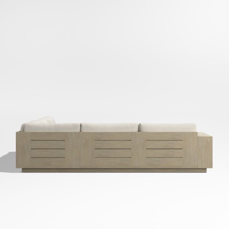 Mallorca Wood 3-Piece L-Shaped Outdoor Sectional Sofa with Taupe Cushions