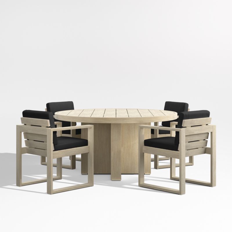 Viewing product image Mallorca 60" Wood Outdoor Dining Table Set with Cast Charcoal Grey Sunbrella ® Cushions - image 1 of 7