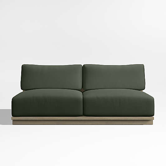Mallorca 68" Wood Armless Outdoor Sofa with Cast Sage Green Sunbrella ® Cushions