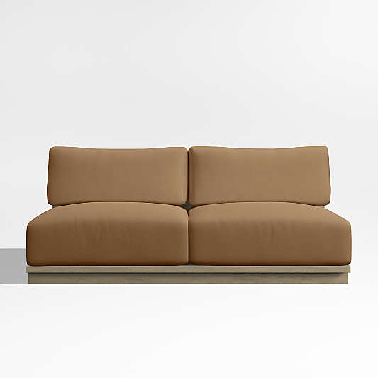Mallorca 68" Wood Armless Outdoor Sofa with Cast Teak Brown Sunbrella ® Cushions