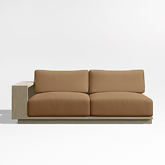 Mallorca 76" Wood Left-Arm Outdoor Sofa with Cast Teak Brown Sunbrella ® Cushions