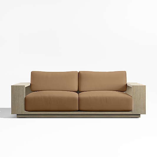 Mallorca 85" Wood Outdoor Sofa with Cast Teak Brown Sunbrella ® Cushions