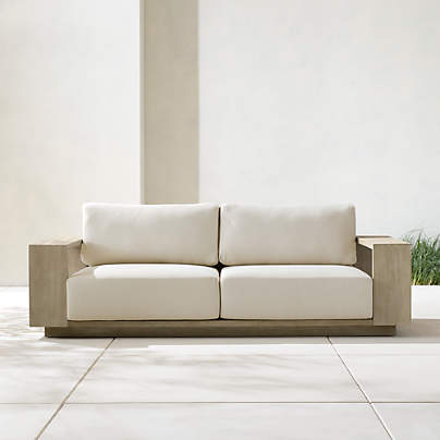 Mallorca Wood Outdoor Sofa with Cushions (85"-154")