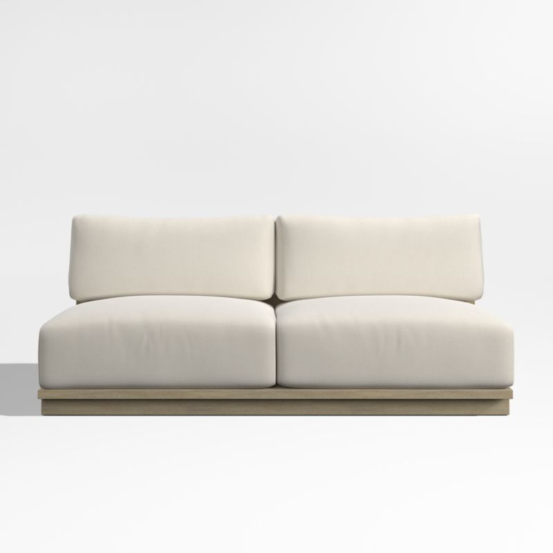 Mallorca 68" Wood Armless Outdoor Sofa with Taupe Cushions