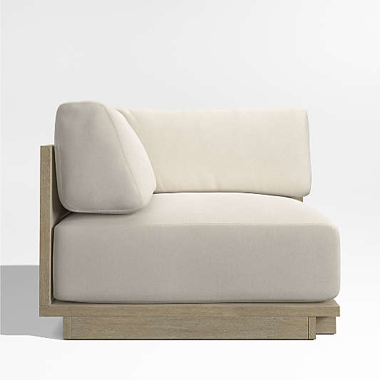 Mallorca Wood Outdoor Corner Chair with Ivory Cushions
