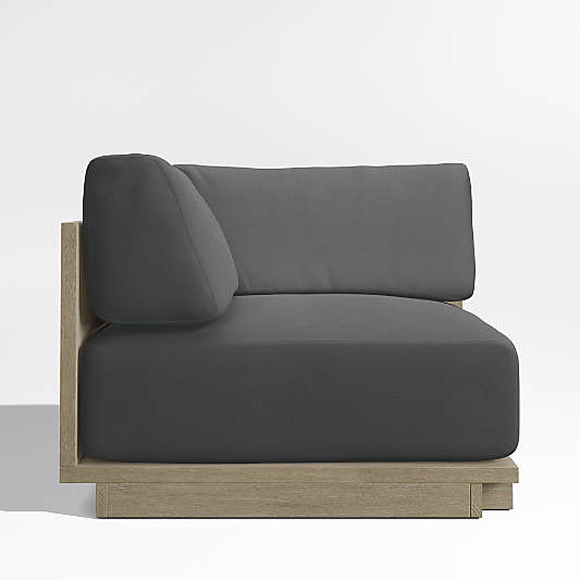 Mallorca Wood Corner Chair with Sunbrella ® Cast Charcoal Cushions
