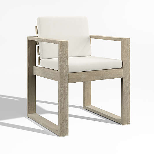 Mallorca Wood Outdoor Dining Armchair with Canvas Natural Sunbrella ® Cushions