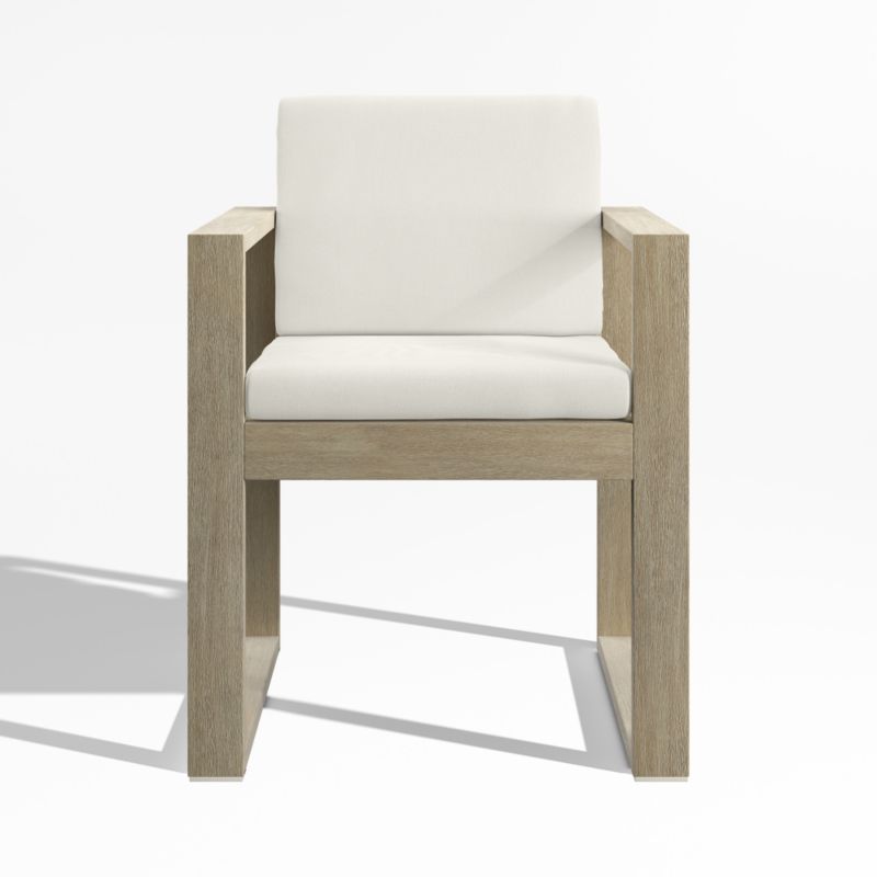 Viewing product image Mallorca Wood Outdoor Dining Arm Chair with Canvas Natural Sunbrella ® Cushions - image 1 of 9