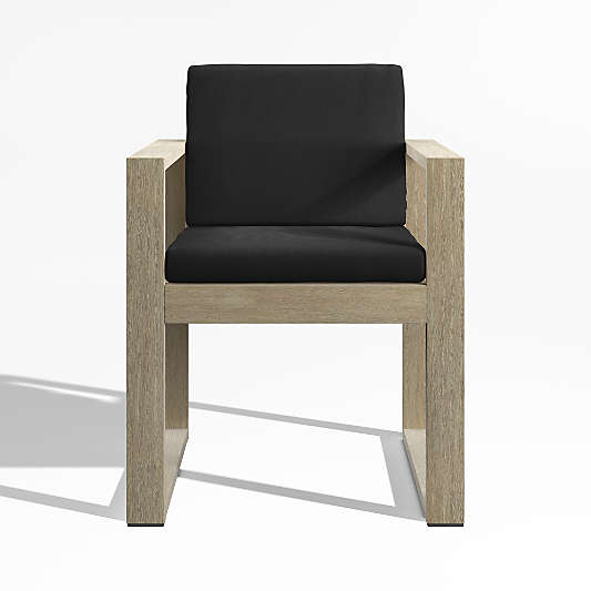 Mallorca Wood Outdoor Dining Armchair with Cast Charcoal Grey Sunbrella ® Cushions
