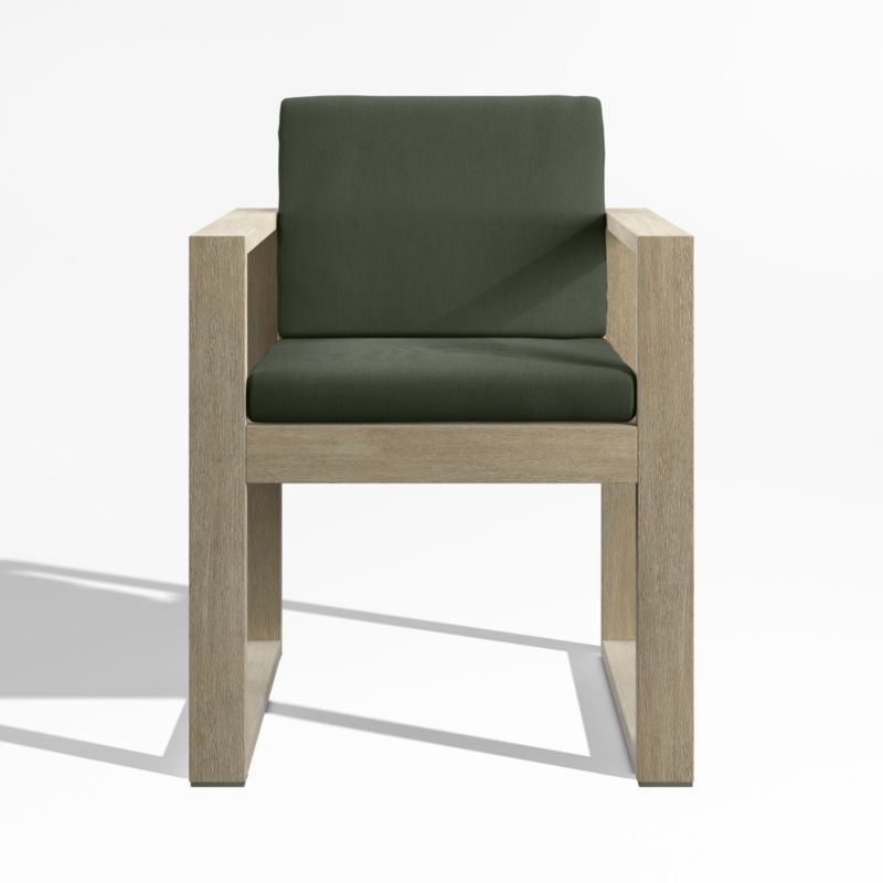 Viewing product image Mallorca Wood Outdoor Dining Arm Chair with Cast Sage Green Sunbrella ® Cushions - image 1 of 9