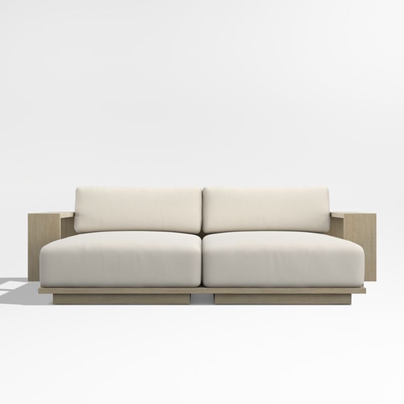Mallorca Wood 3-Piece L-Shaped Outdoor Sectional Sofa with Taupe Cushions
