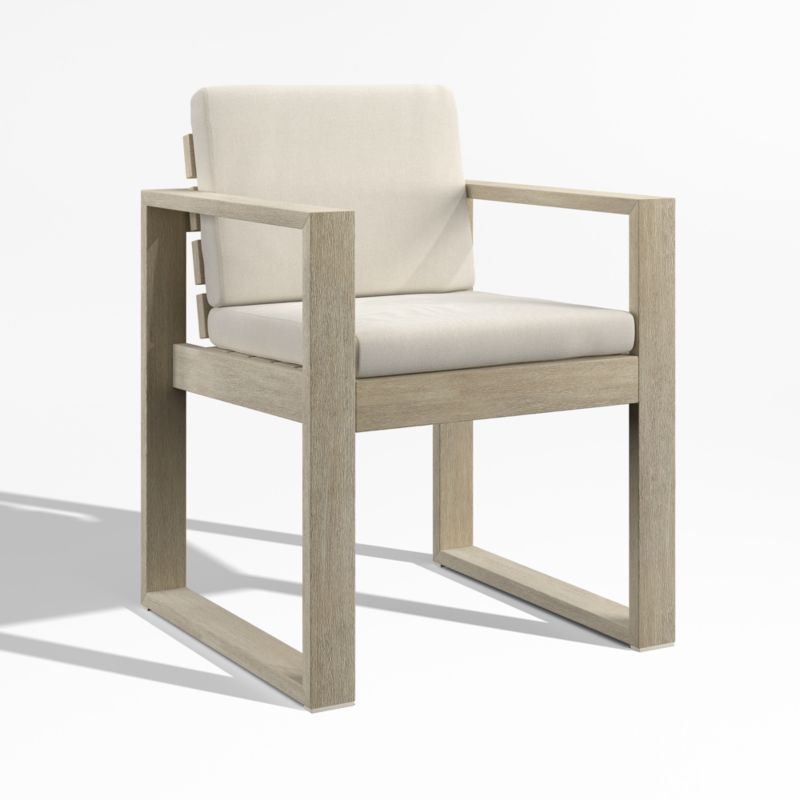 Mallorca Wood Outdoor Dining Arm Chair with Ivory Cushions - image 5 of 9