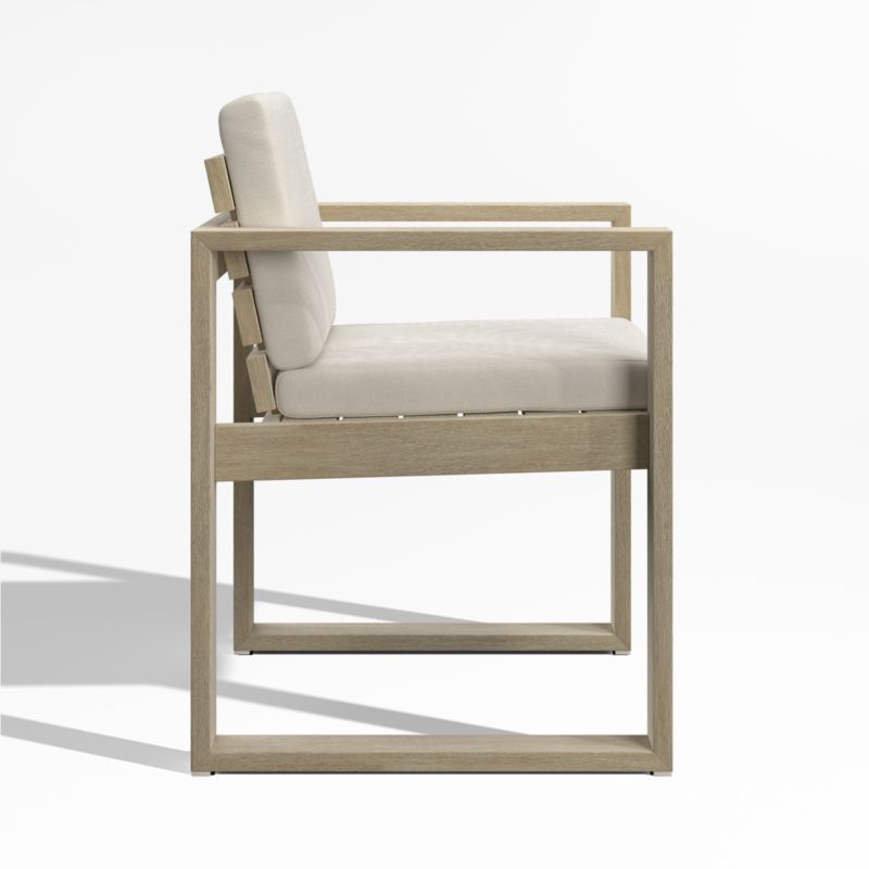 Mallorca Wood Outdoor Dining Arm Chair with Ivory Cushions - image 6 of 9