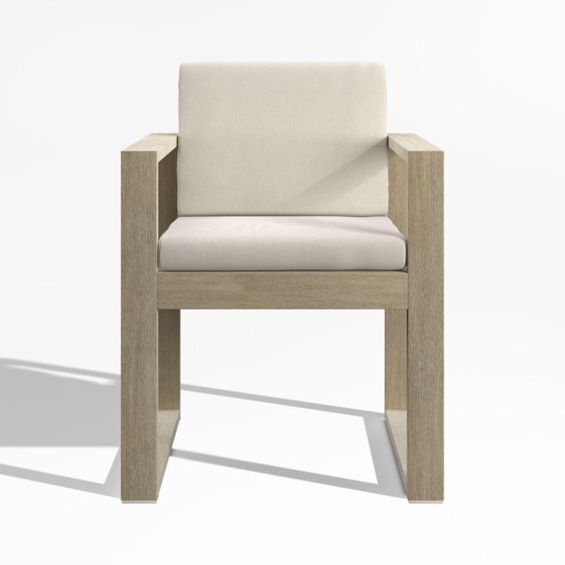 Mallorca Wood Outdoor Dining Arm Chair with Ivory Cushions - image 0 of 9