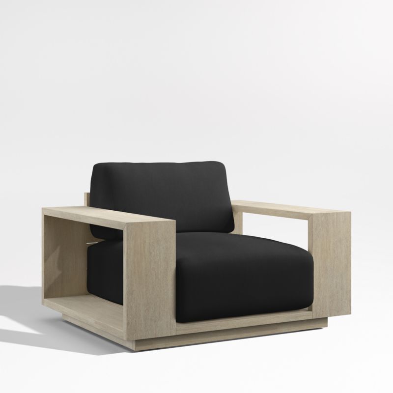 Viewing product image Mallorca Wood Outdoor Lounge Chair with Cast Charcoal Grey Sunbrella ® Cushions - image 1 of 13