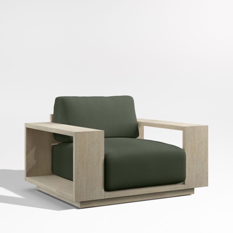 Viewing product image Mallorca Wood Outdoor Lounge Chair with Cast Sage Green Sunbrella ® Cushions - image 1 of 13