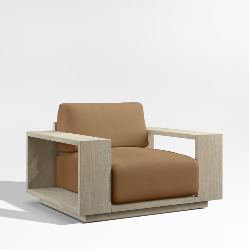 Viewing product image Mallorca Wood Outdoor Lounge Chair with Cast Teak Brown Sunbrella ® Cushions - image 1 of 13