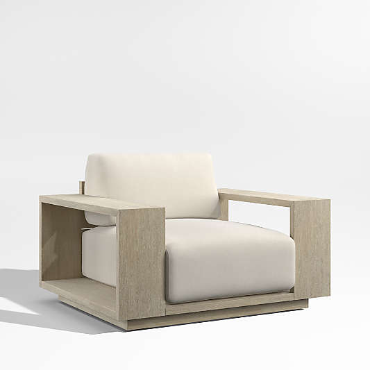 Mallorca Wood Outdoor Lounge Chair with Ivory Cushion