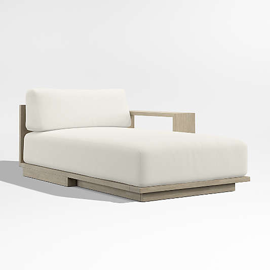 Mallorca Wood Right-Arm Outdoor Chaise Lounge with Canvas Natural Sunbrella ® Cushions