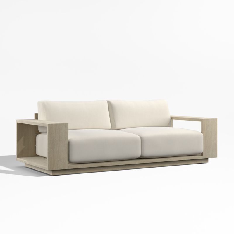 Mallorca 85" Wood Outdoor Sofa with Ivory Cushions - image 6 of 9