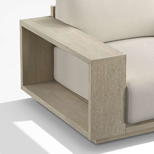 Mallorca Wood Outdoor Sofa with Ivory Cushions (85"-154")