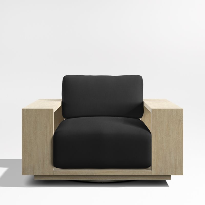 Viewing product image Mallorca Wood Outdoor Swivel Lounge Chair with Cast Charcoal Grey Sunbrella ® Cushions - image 1 of 6