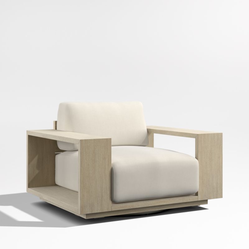 Mallorca Wood Outdoor Swivel Lounge Chair with Ivory Cushions - image 2 of 6