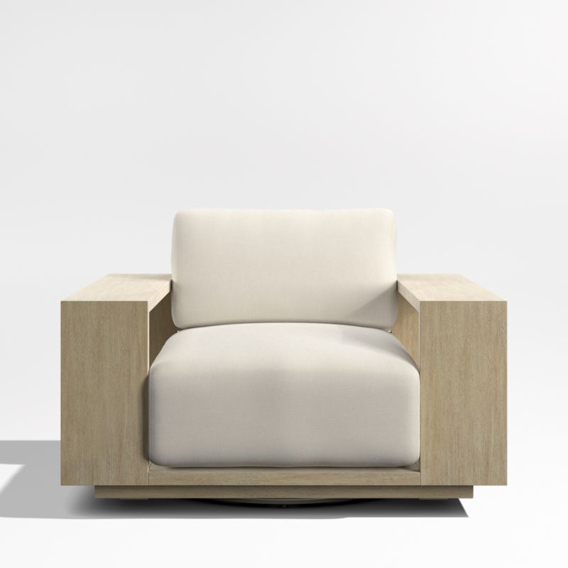 Mallorca Wood Outdoor Swivel Lounge Chair with Ivory Cushions - image 0 of 6