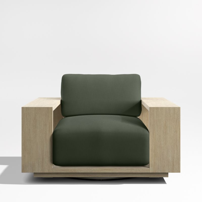 Viewing product image Mallorca Wood Outdoor Swivel Lounge Chair with Cast Sage Green Sunbrella ® Cushions - image 1 of 6