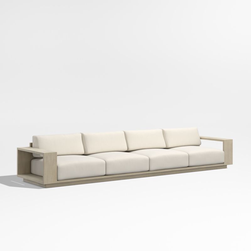 Mallorca 154" Wood 2-Piece Outdoor Sofa with Taupe Cushions