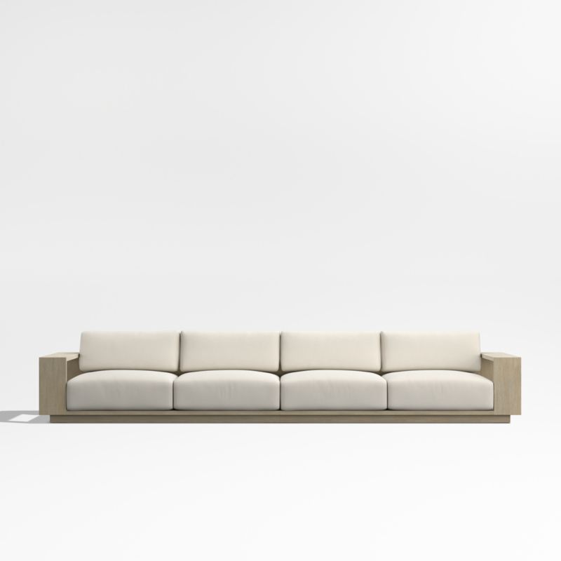 Mallorca 154" Wood 2-Piece Outdoor Sofa with Taupe Cushions