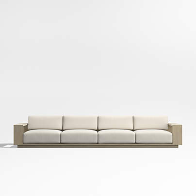 Mallorca 154" Wood 2-Piece Outdoor Sofa with Ivory Cushions