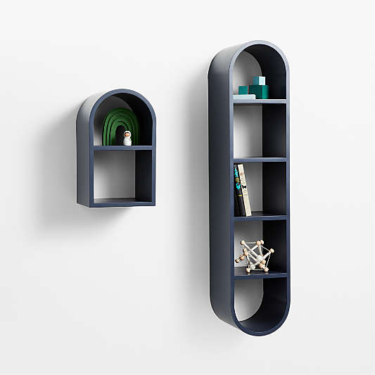 Mallory Large Navy Blue Wood Kids Wall Shelf