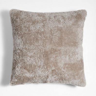 View Malmo Shearling 20x20 Clay Taupe Throw Pillow with Feather Insert details