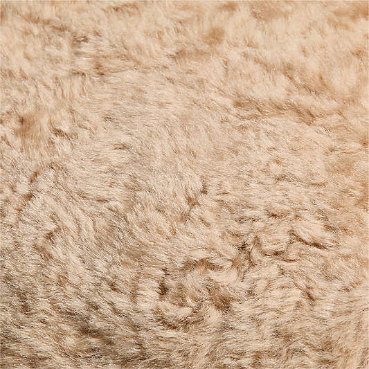 Malmo Shearling 20"x20" Camel Tan Throw Pillow with Down-Alternative Insert