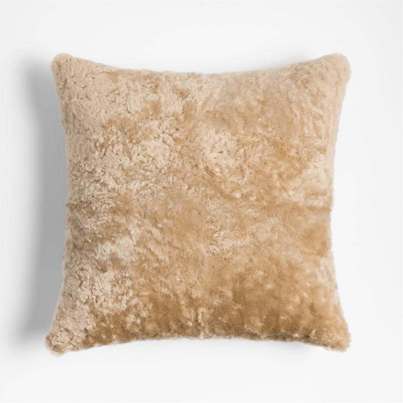 Malmo Shearling 20"x20" Camel Tan Throw Pillow with Down-Alternative Insert - image 0 of 7