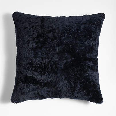 Malmo Shearling 20"x20" Deep Indigo Blue Throw Pillow with Down-Alternative Insert